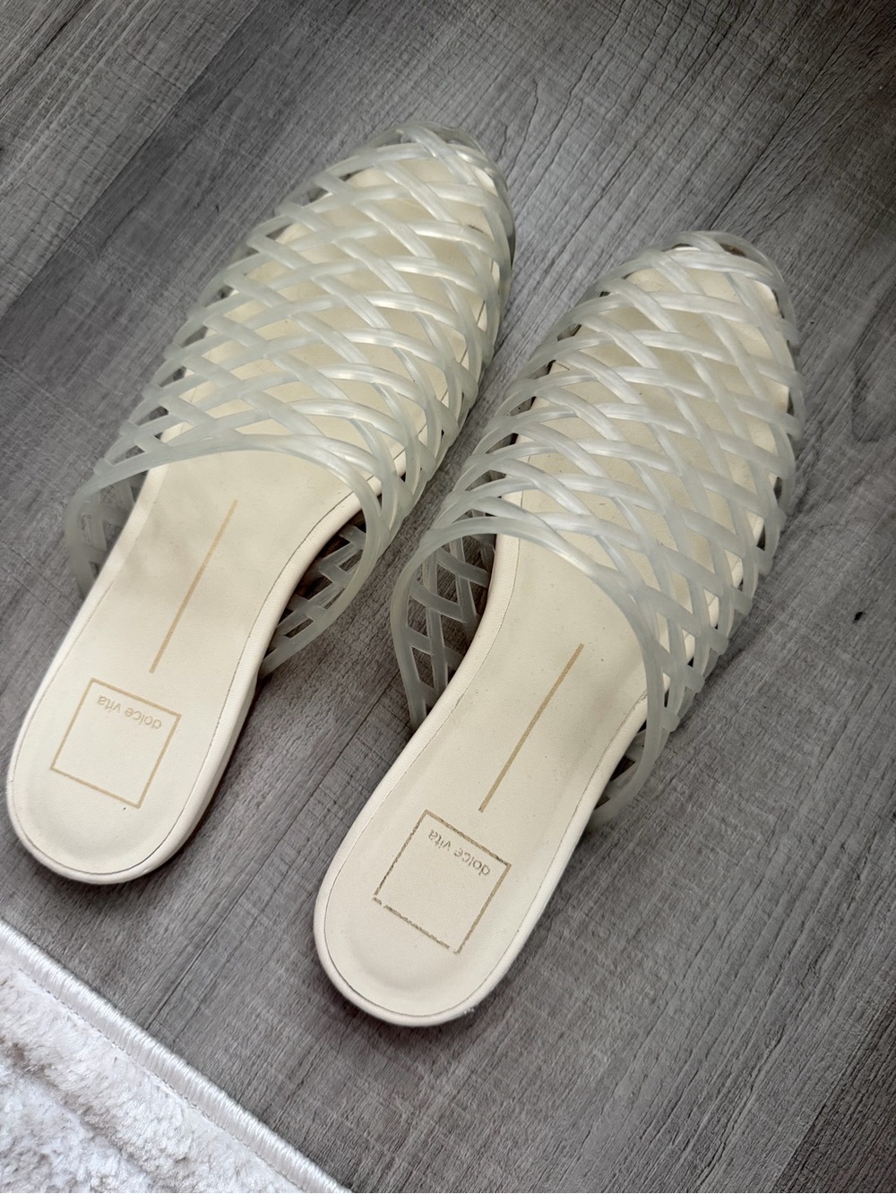 Dolce Vita Ivory Woven Jelly Mule Slide Sandals